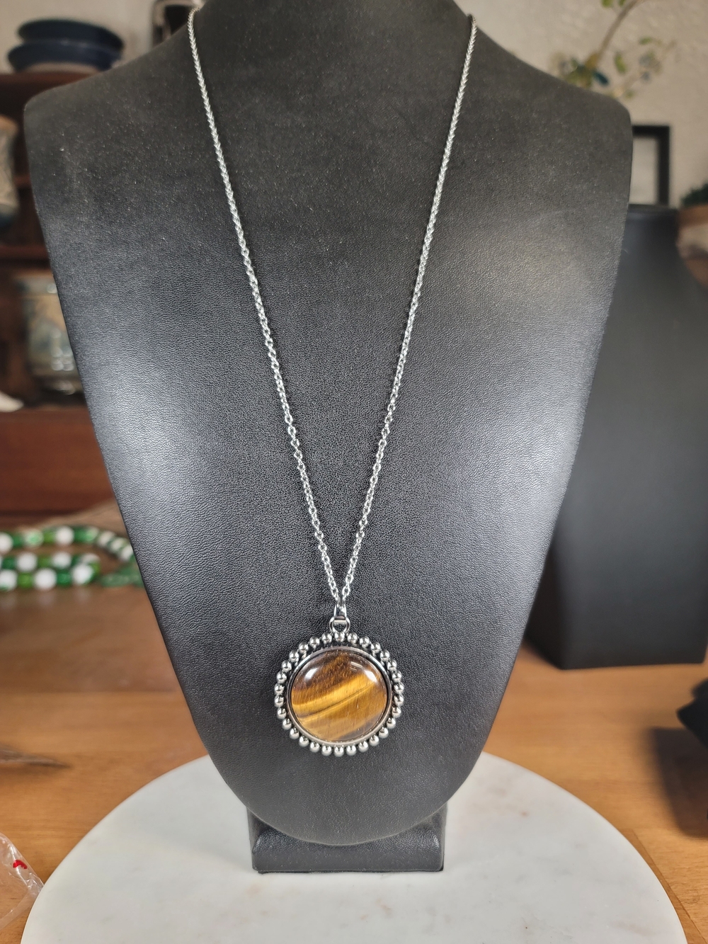 paparazzi Silver-Tone Tiger's Eye Pendant Necklace